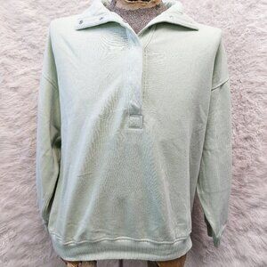 Aerie Mens Light Green Half Slap Buttons sweatshirt XS